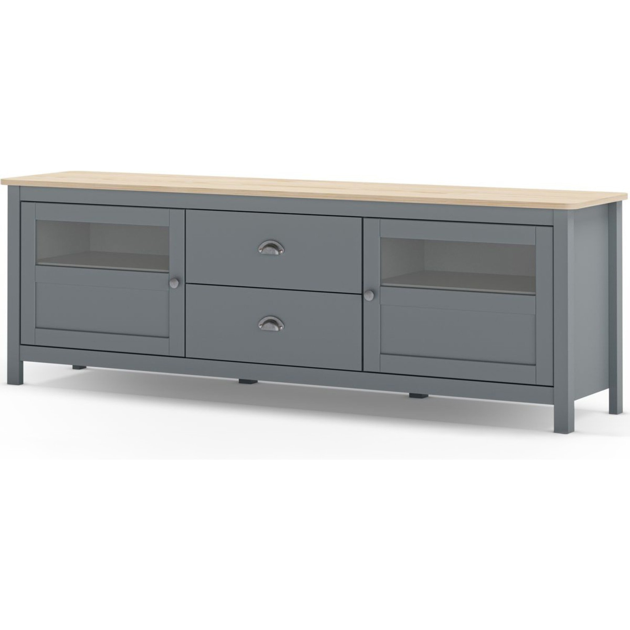 Meuble TV 2 portes 2 tiroirs en bois - MACHA