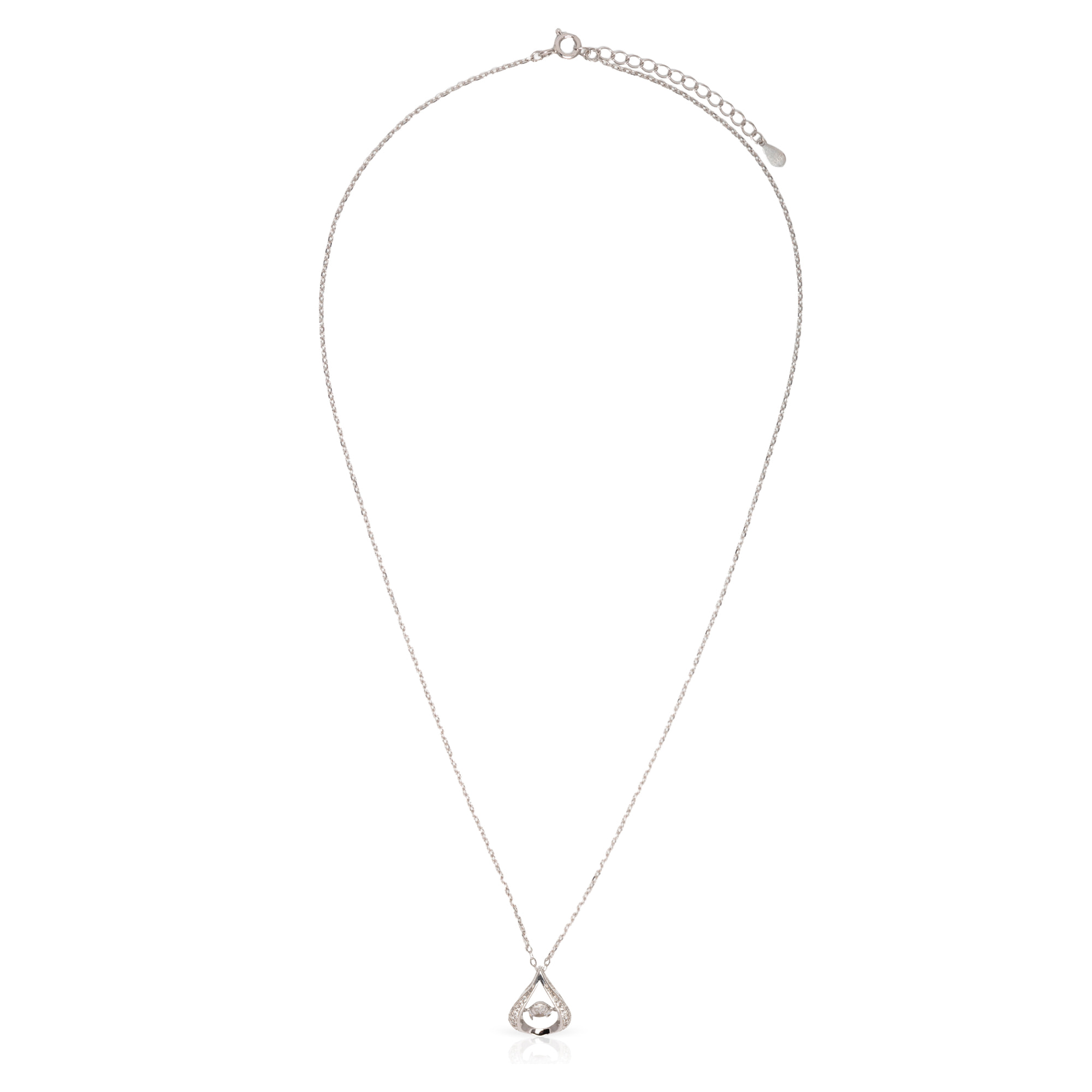 Collar de plata de ley 925 con colgante de lágrima con circón y cierre de resorte.