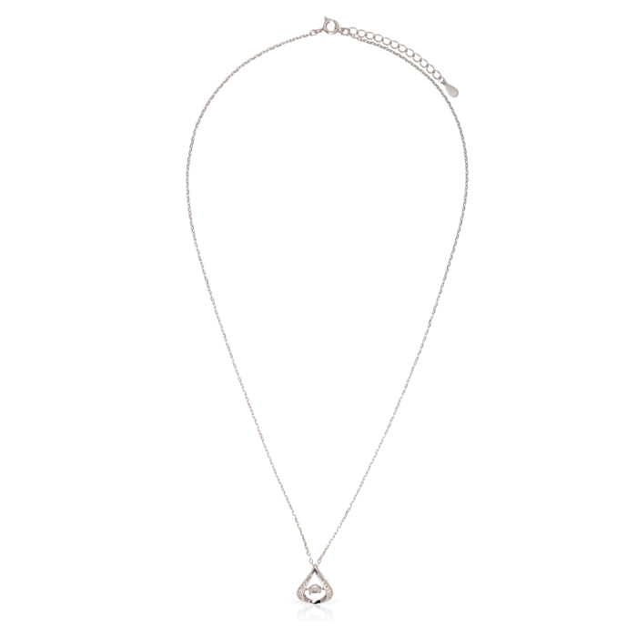 Collar de plata de ley 925 con colgante de lágrima con circón y cierre de resorte.