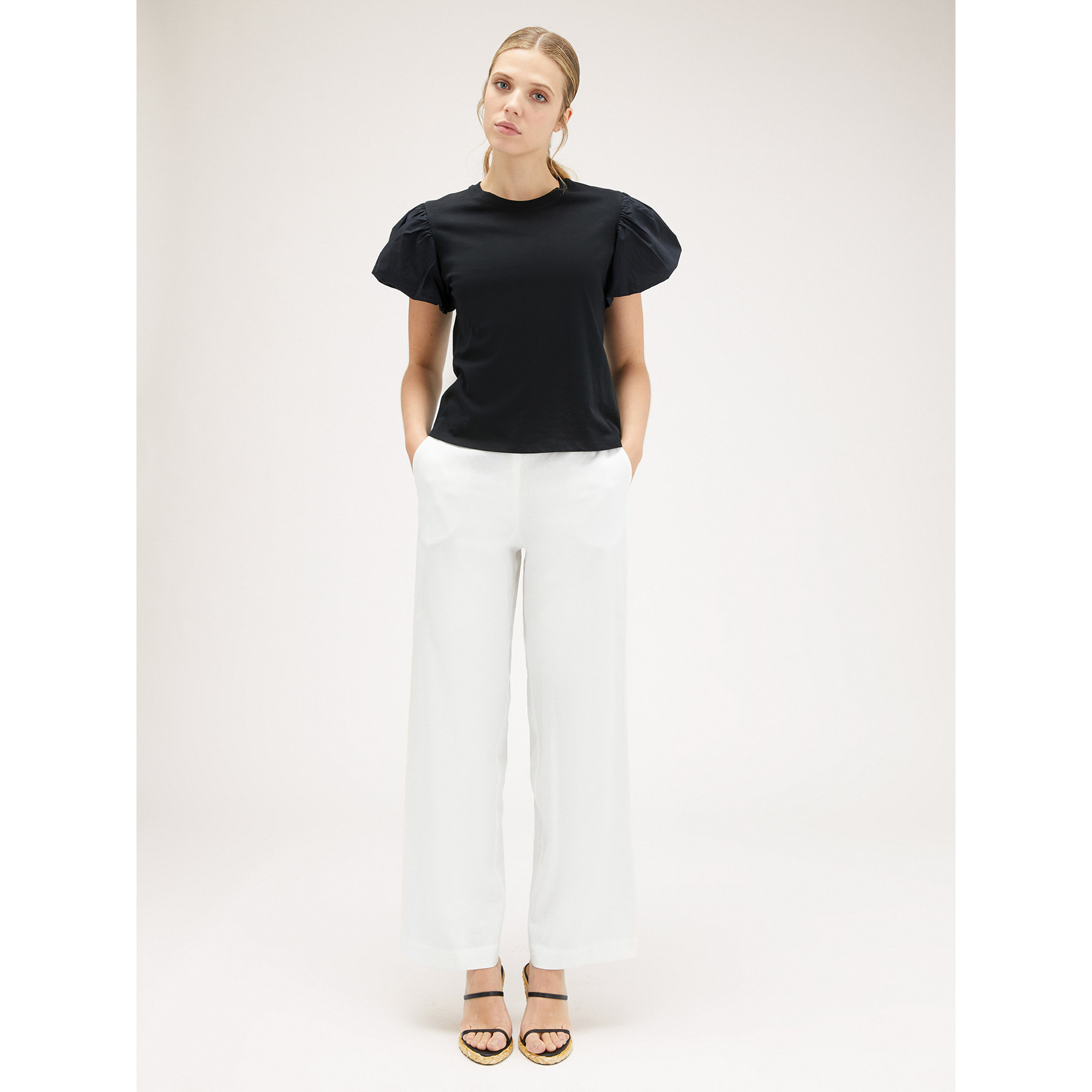 Motivi - Camiseta con mangas con forma de globo - Negro