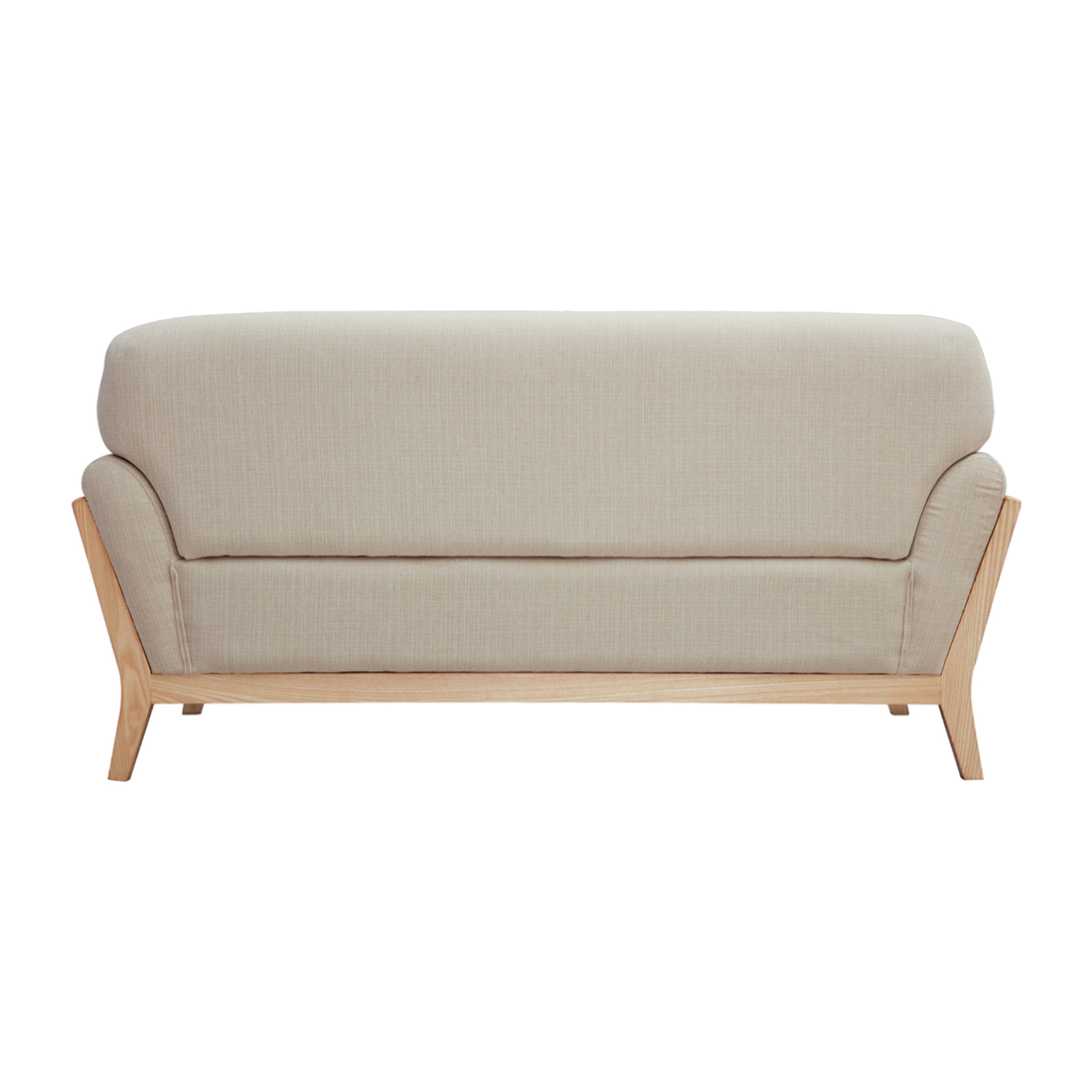Canapé scandinave 2 places en tissu beige et bois clair YOKO