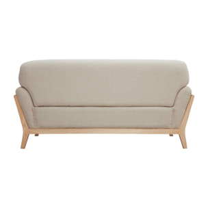 Canapé scandinave 2 places en tissu beige et bois clair YOKO