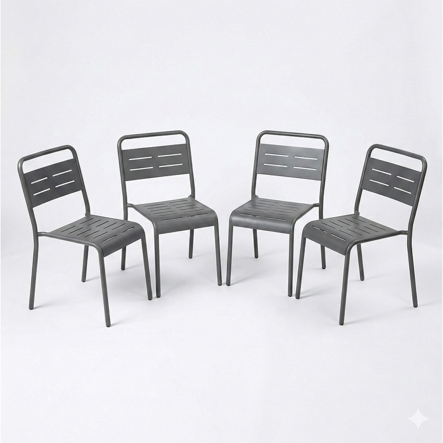 EVORA Lot de 4 chaises de jardin empilables gris foncé