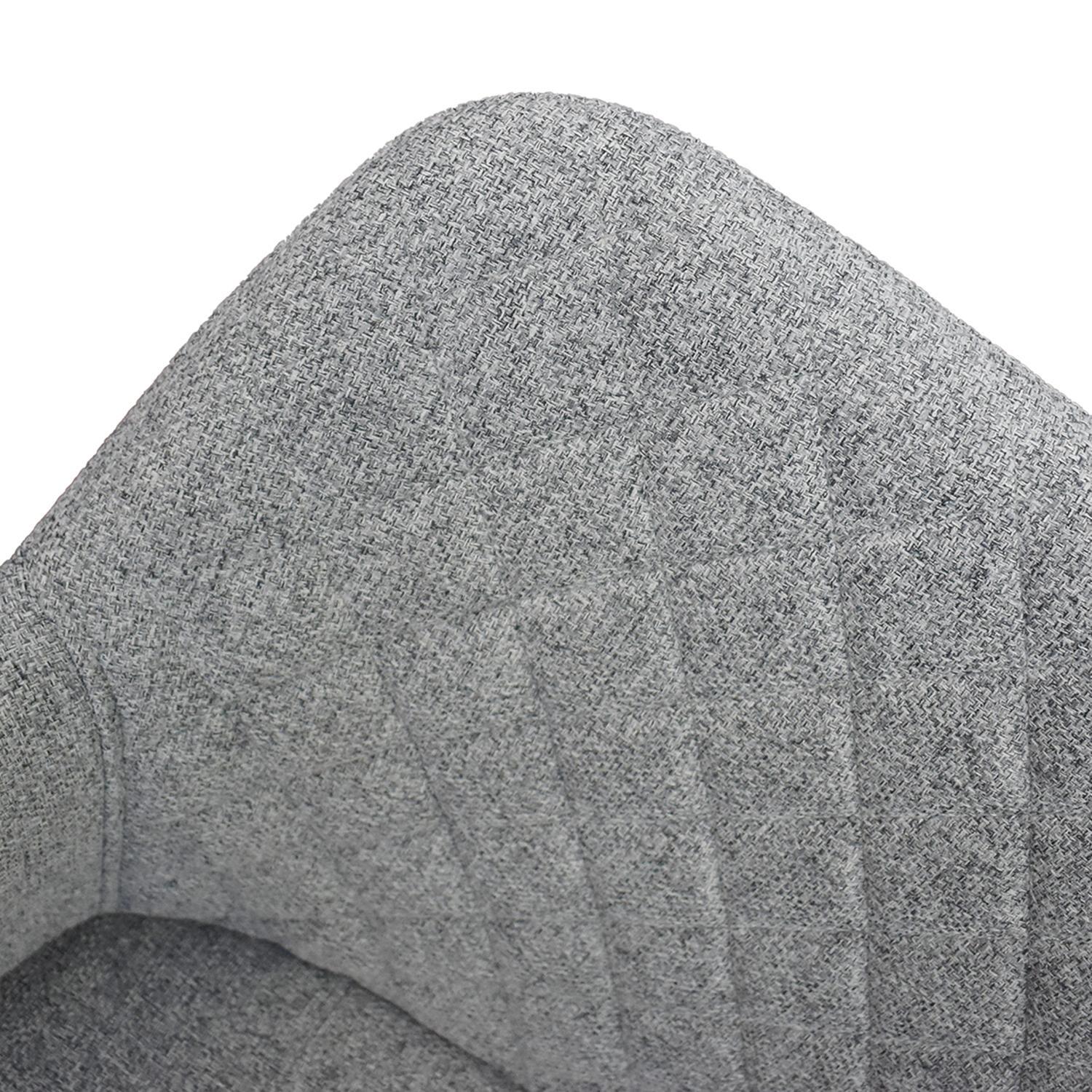 Set di 4 sedie LISBONA in tessuto grigio e gambe in metallo nero, con braccioli