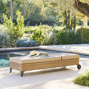 Lit de piscine "Boali" Savana aluminium résine tressée et polyester