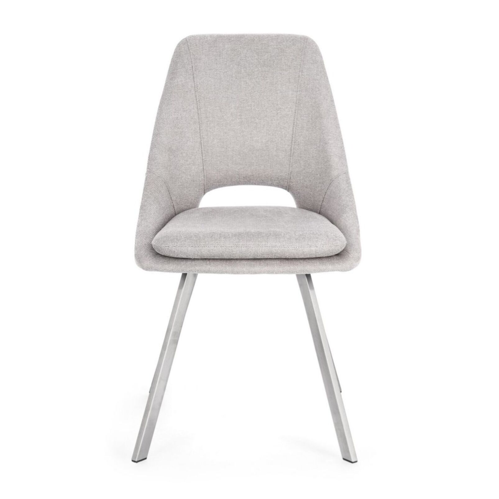 Set di sedie KASHAR in tessuto grigio chiaro e gambe acciaio
