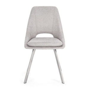 Set di sedie KASHAR in tessuto grigio chiaro e gambe acciaio