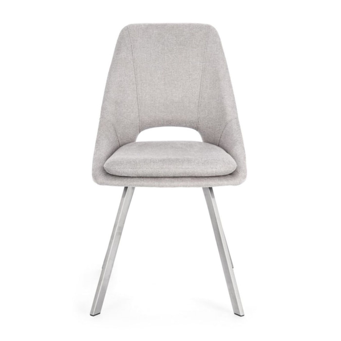 Set di sedie KASHAR in tessuto grigio chiaro e gambe acciaio