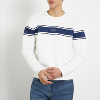 Sweat - 100% coton - rayures - blanc