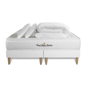 Matelas Mémoire de forme 20cm d'épaisseur - 3 zones de confort - Confort ferme - Sommier tapissier monobloc - Avec couette et oreillers - 2 places