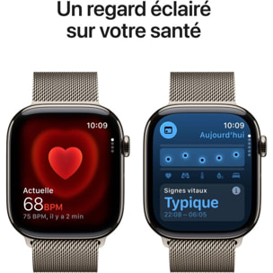 Montre connectée APPLE WATCH 46mm Tit Naturel Milan Serie 11 M/L Cell