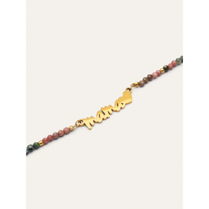 Collana Mamma Cuore Tormalina Acciao Placcato Oro