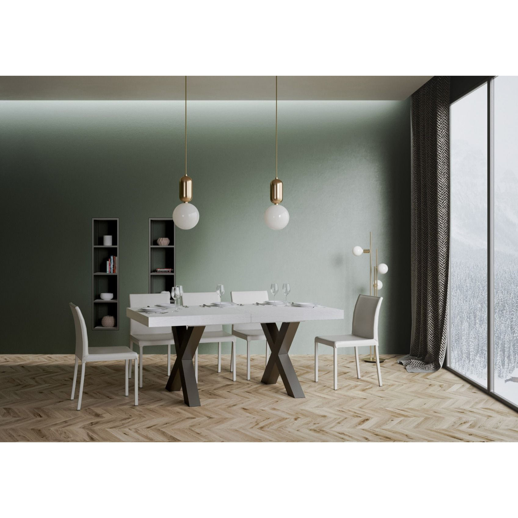 Tavolo allungabile 90x160/264 cm Traffic Bianco Frassino telaio Antracite