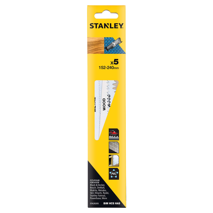 Stanley Assortiment de 5 lames 152-240mm