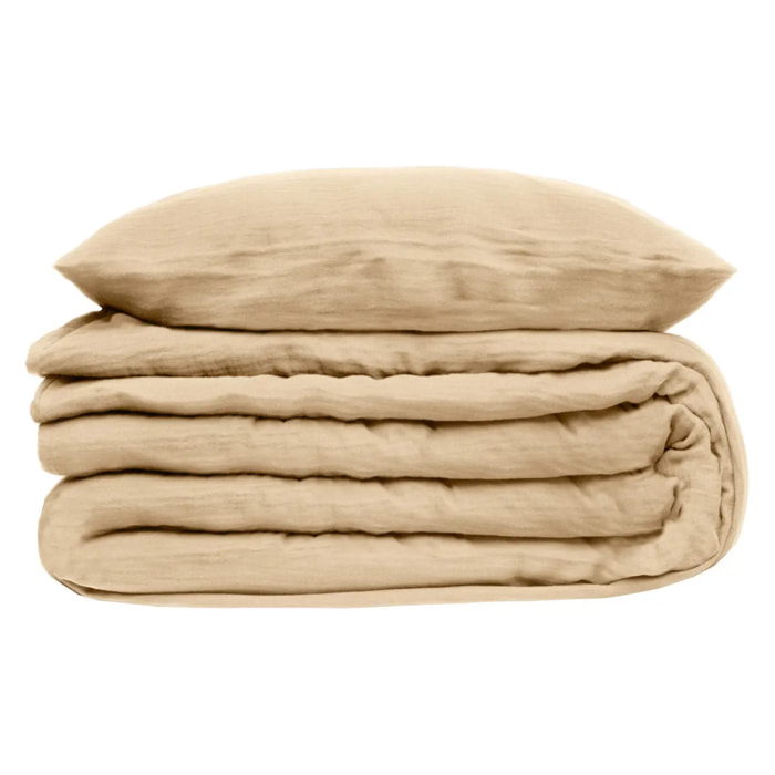 Parure de lit 3 pièces "Flora" gaze de coton lin 260x240cm