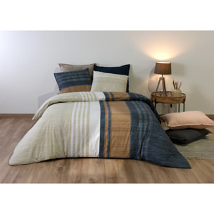 Parure housse de couette en coton beige