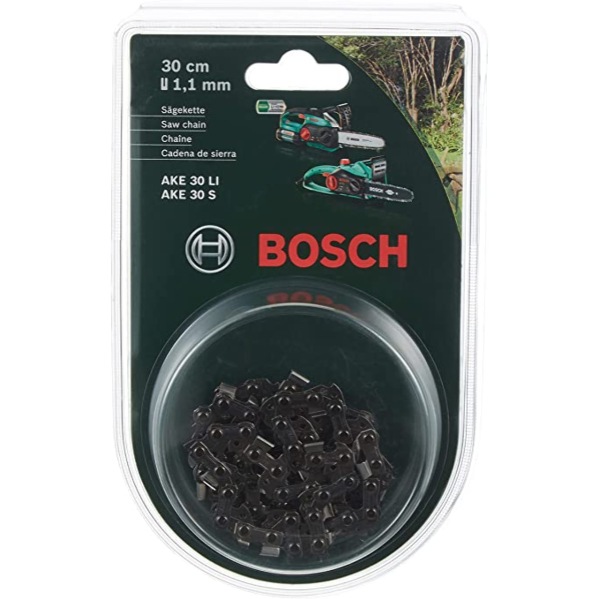 BOSCH Cadena de 30 cm para AKE 30 con llave y AKE 30 LI (1,1 mm) - F016800256