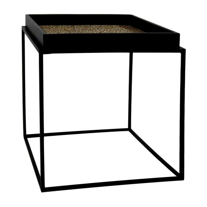 MEUBLE D'APPOINT EN NOIX DE COCO PIED METAL NOIR 40X40CM LAMAI