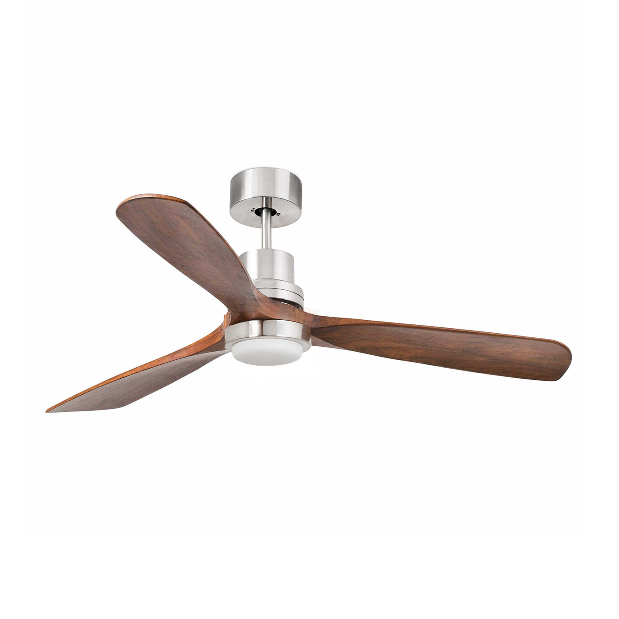 LANTAU L LED Ventilatore a soffitto nichel opaco/noce