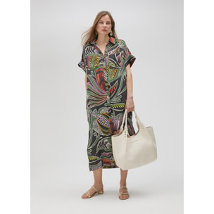 Vestito chemisier stampa tropicale