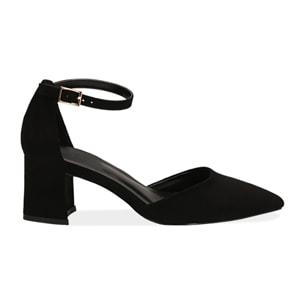 Zapatos de tacón de microfibra negros, tacón de 6 cm
