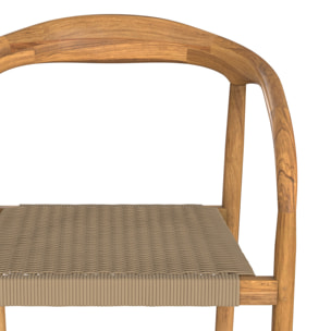 Chaise de jardin en corde tressée grise et bois de teck - Lanza