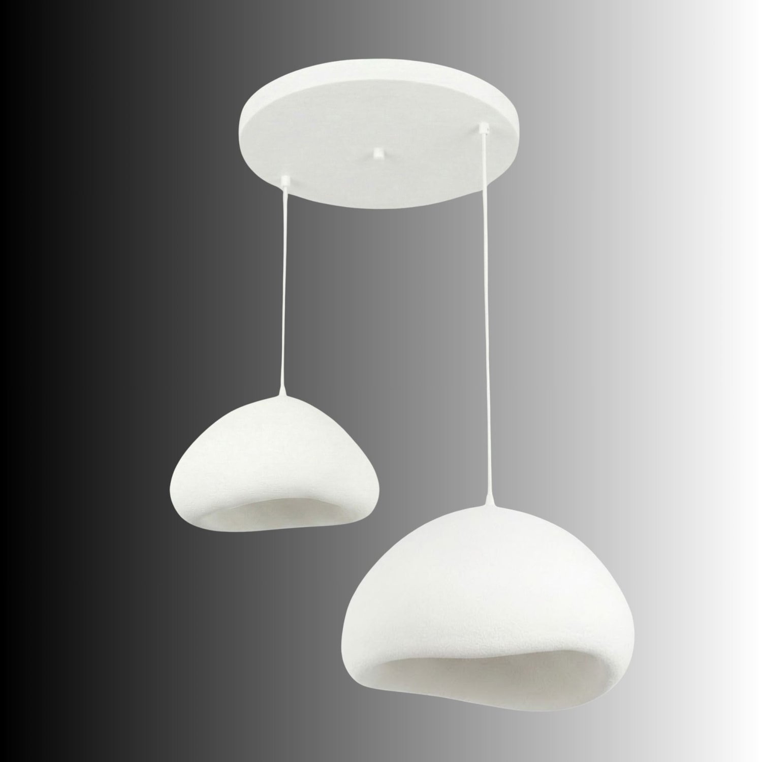 Luminaire design 2 suspensions en fibre de verre blanc OAXACA