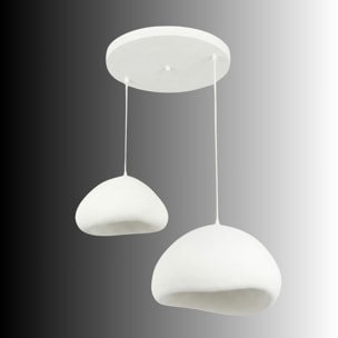 Luminaire design 2 suspensions en fibre de verre blanc OAXACA