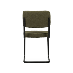 Lot de 2 chaises cantilever bouclette texturée verte. Maja. L46 x P54.5x H84.5cm