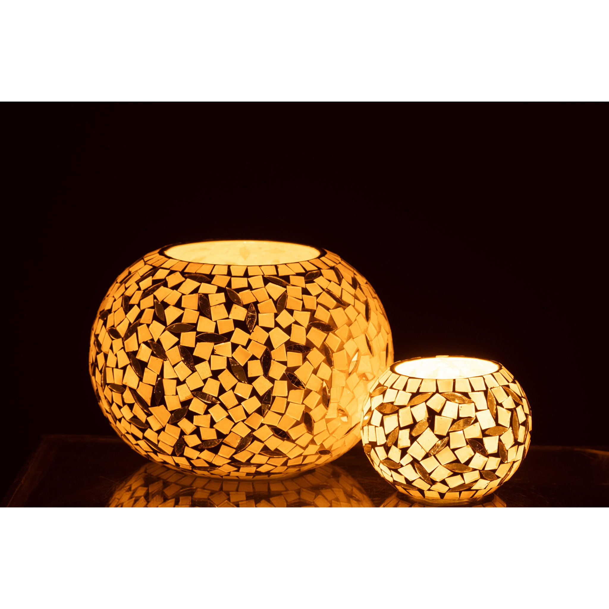 J-Line bougeoir Bal - verre - blanc/argent - small