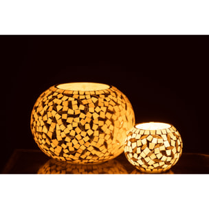 J-Line bougeoir Bal - verre - blanc/argent - small