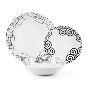 Service assiettes 12 pièces Excelsa – Magic Black, Porcelaine Multicolore