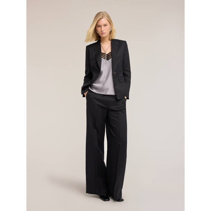 Motivi - Blazer in misto lino lyocell - Nero