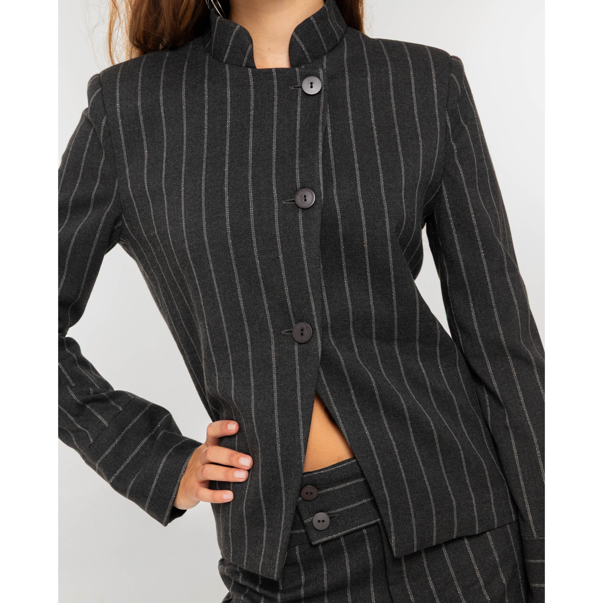 Chaqueta de traje con raya diplomática de mujer