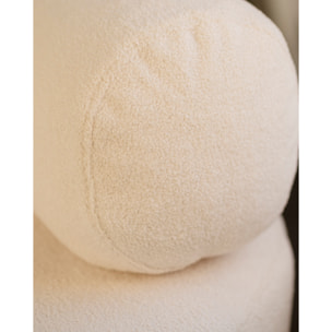Fauteuil en bouclé rond couleur blanc de 91x71cm Hauteur: 71 Longueur: 91 Largeur: 91