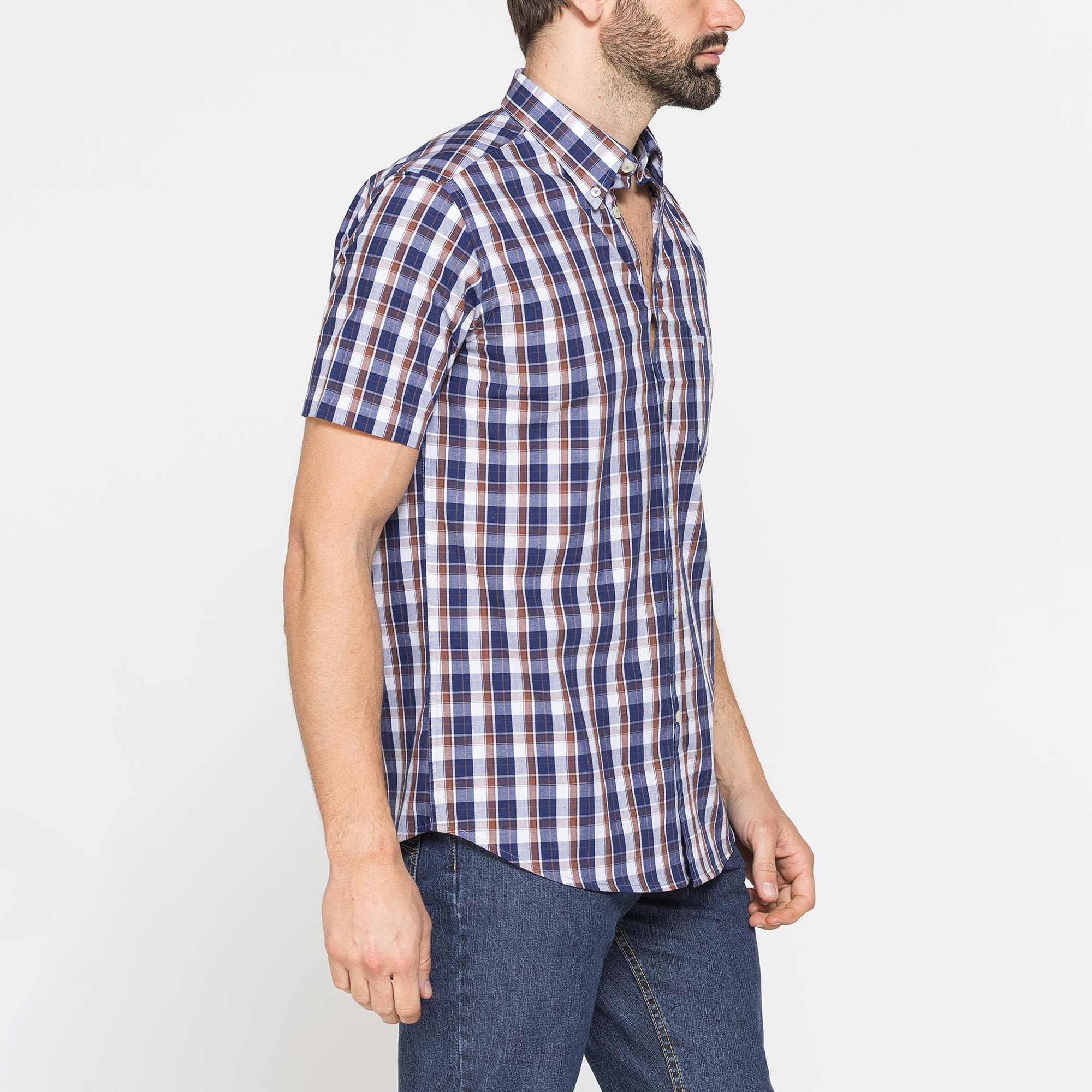 CAMICIA A MANICA CORTA IN COTONE CON FANTASIA