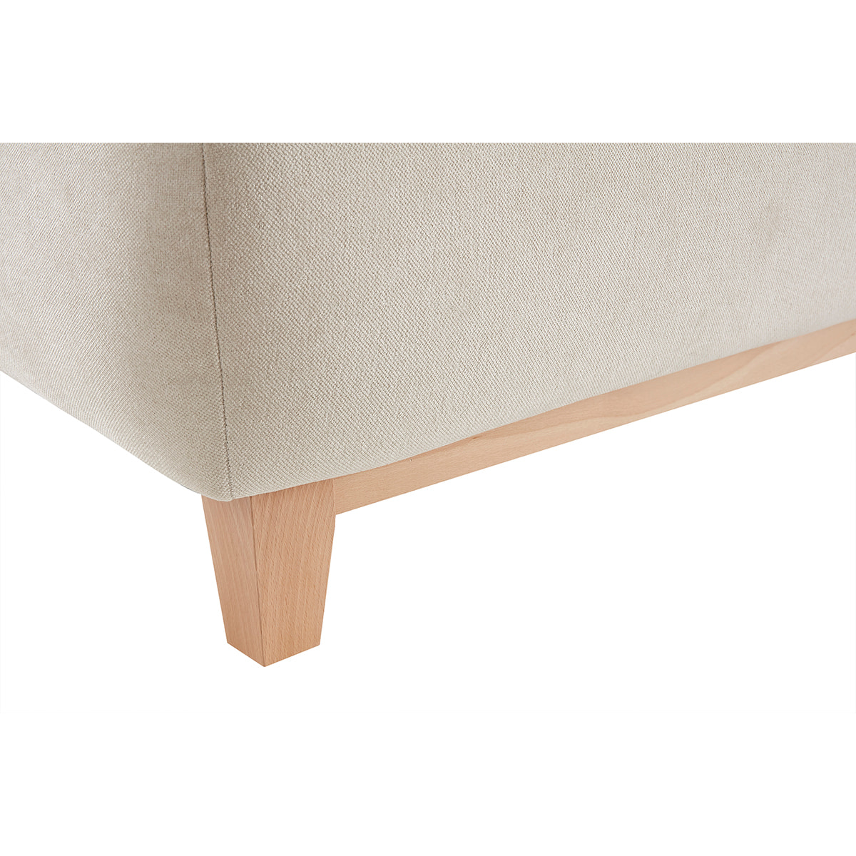 Canapé 3 places en tissu effet velours texturé beige et bois clair L200 cm ODEON