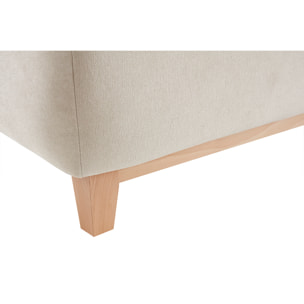 Canapé 3 places en tissu effet velours texturé beige et bois clair L200 cm ODEON