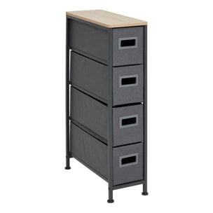 Rangement 4 tiroirs tissu gris anthracite