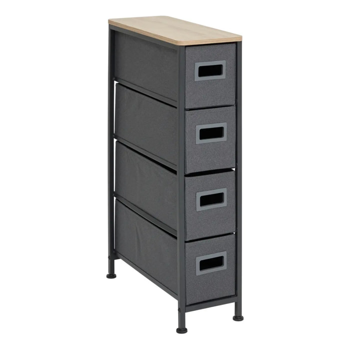 Rangement 4 tiroirs tissu gris anthracite