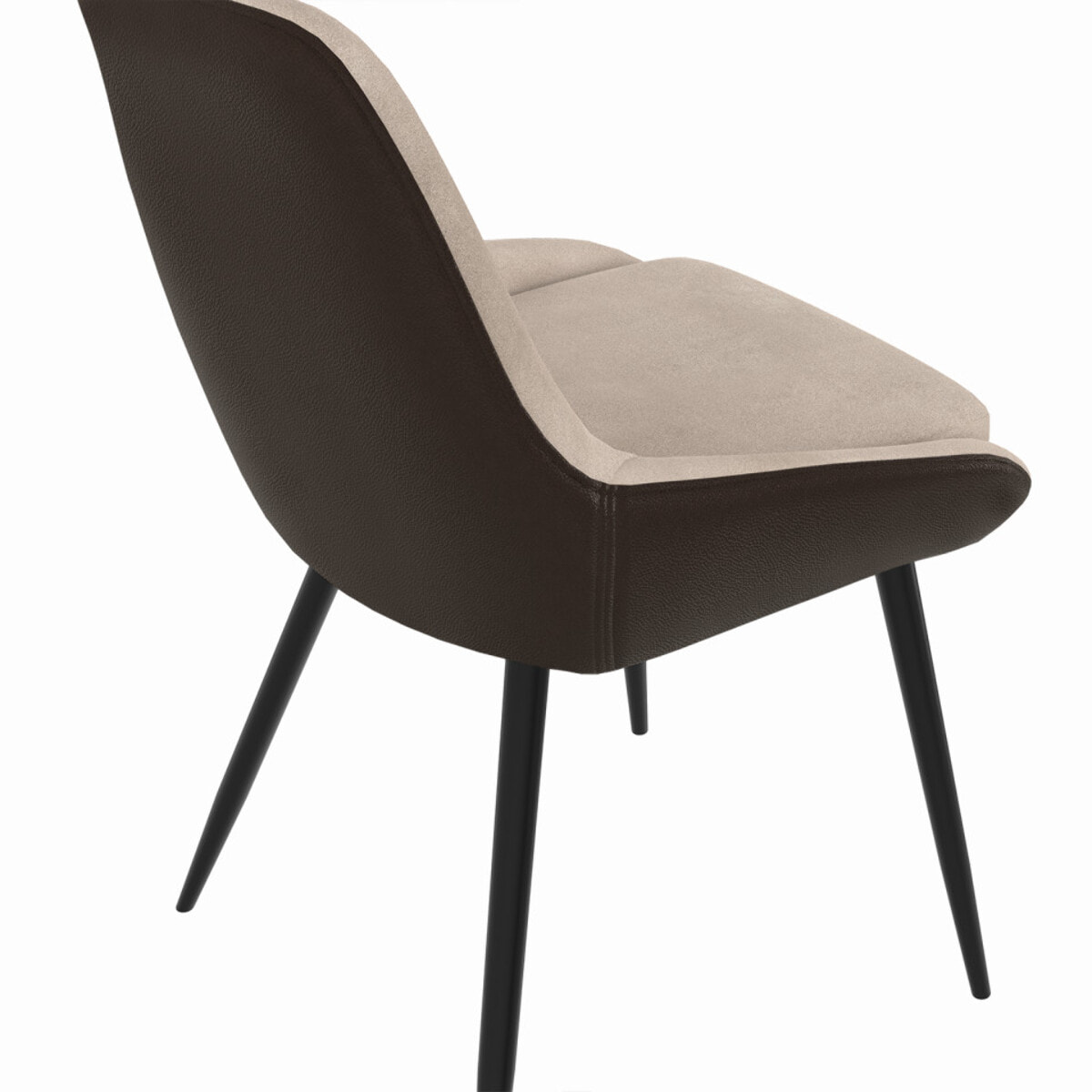 Chaises Ornella bi-matière taupe et marron pieds métal noirs - lot de 2