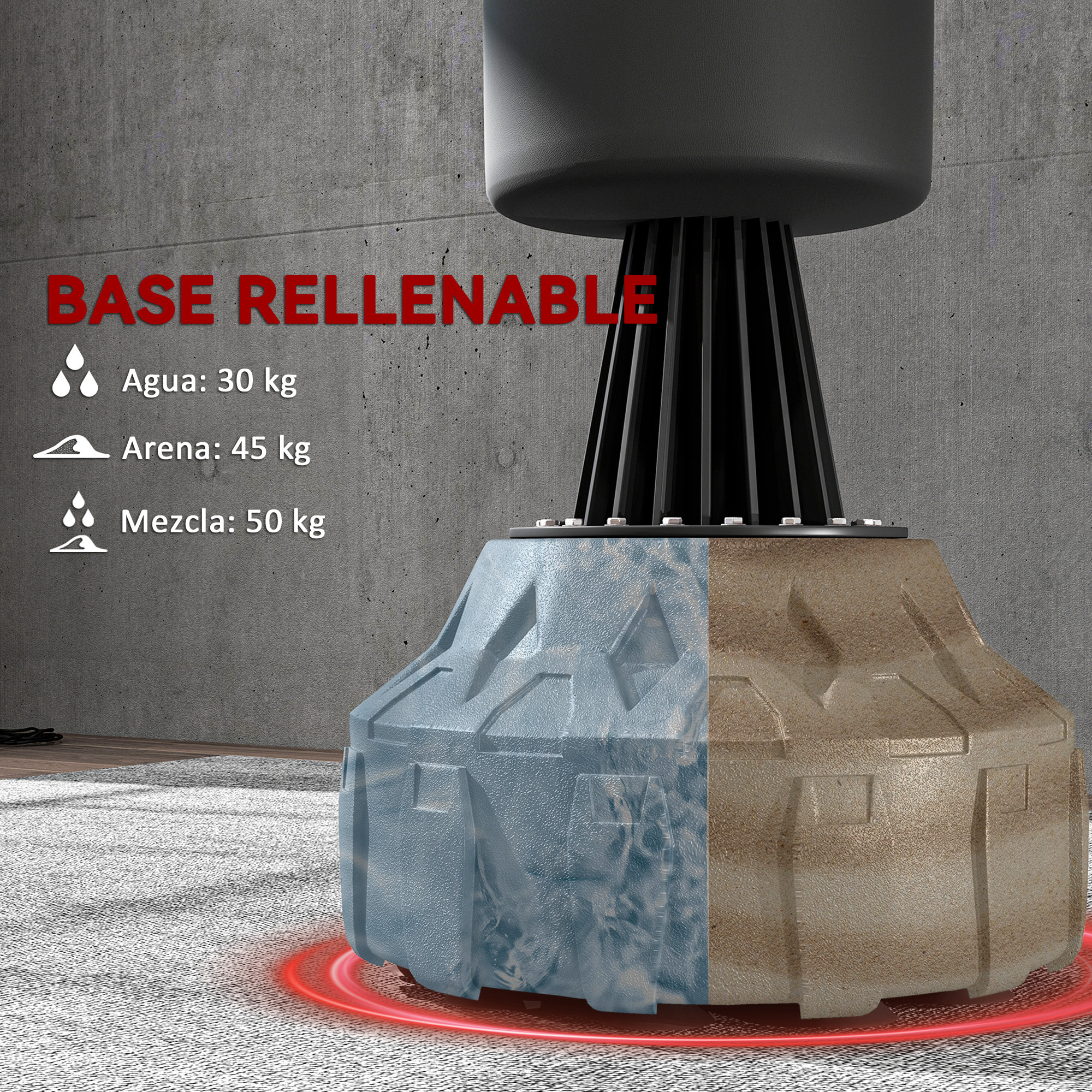 Saco de Boxeo de Pie 175 cm, Saco de Boxeo para Adultos, Altura Ajustable de Banda 65–175 cm, Base Rellenable con Ventosas, Amortiguador, Incluye Venda, Entrenamiento MMA, Muay, Negro