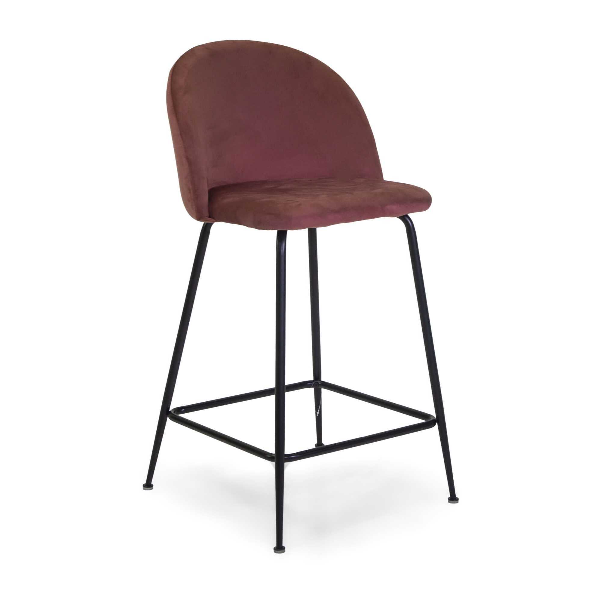 Sgabello Sammi Vacchetti in velluto rosa antico con struttura nera cm44x48h91