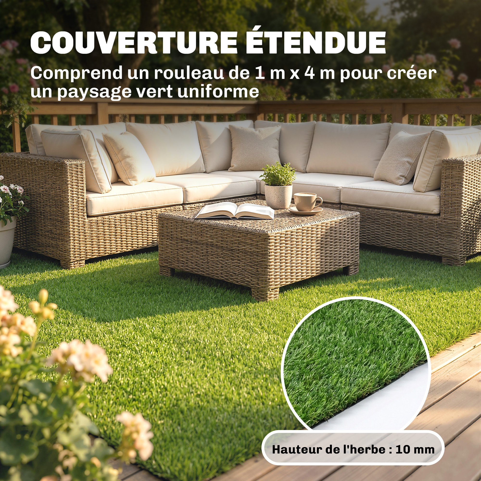 Gazon synthétique artificiel moquette extérieure intérieure 4L x 1l m