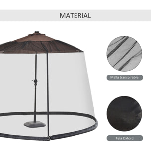 Mosquitera para Sombrillas de Jardín Ø3 m Cubierta de Red de Parasol con Cremallera y Tubo Rellenable de Agua para Terraza Balcón Exterior Negro
