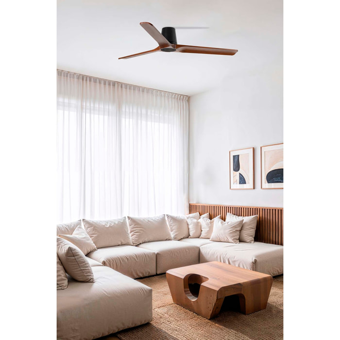 HEYWOOD TUB L Ventilateur de plafond noir/noyer TUYA