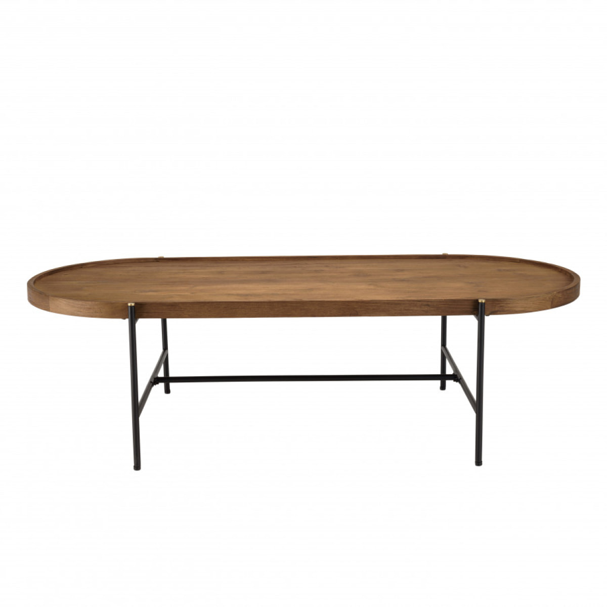 ALIDA - Table basse ovale 140x63cm plateau en bois de teck recyclé