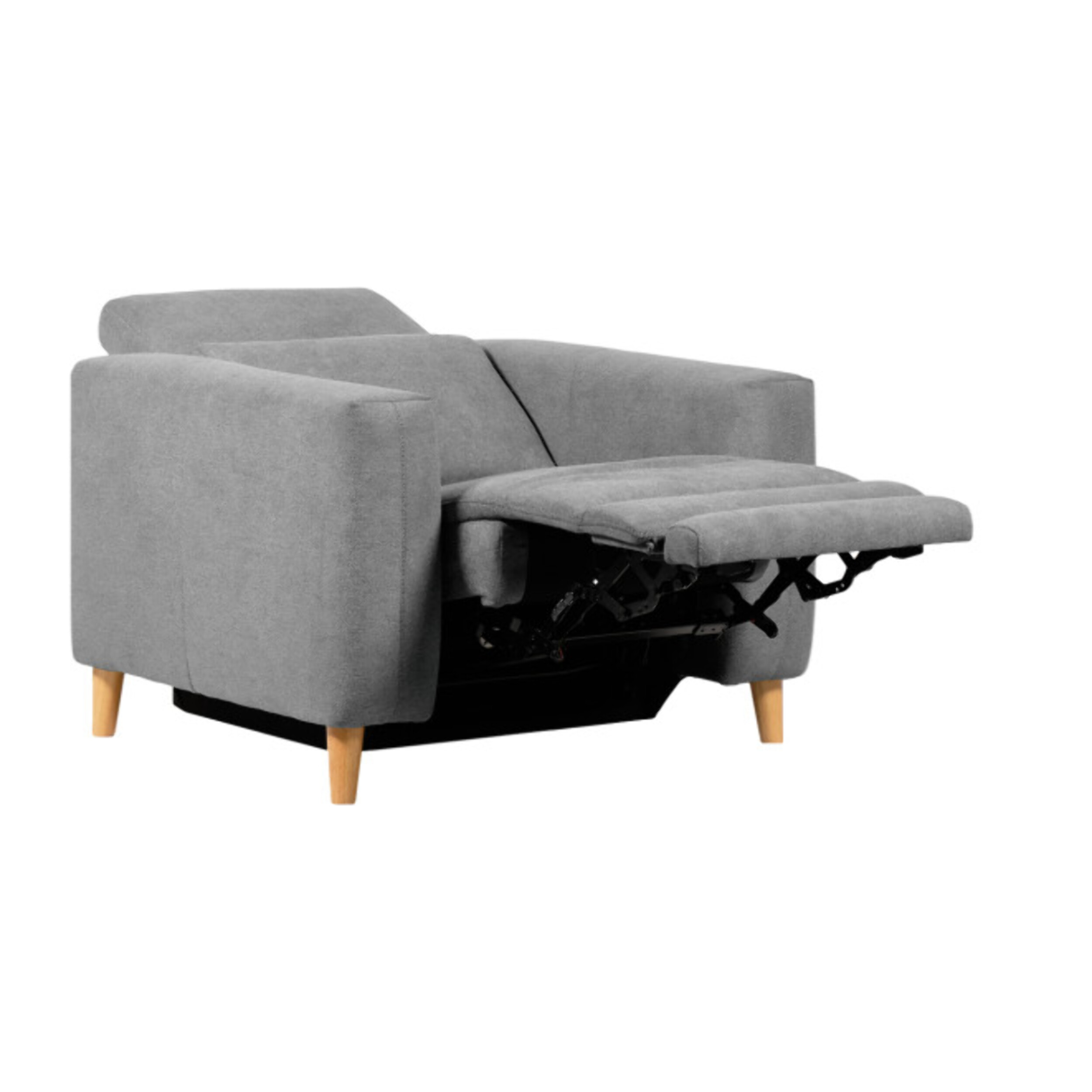 Fauteuil électrique relax tissu et pieds en bois - 2 coloris - MARCO