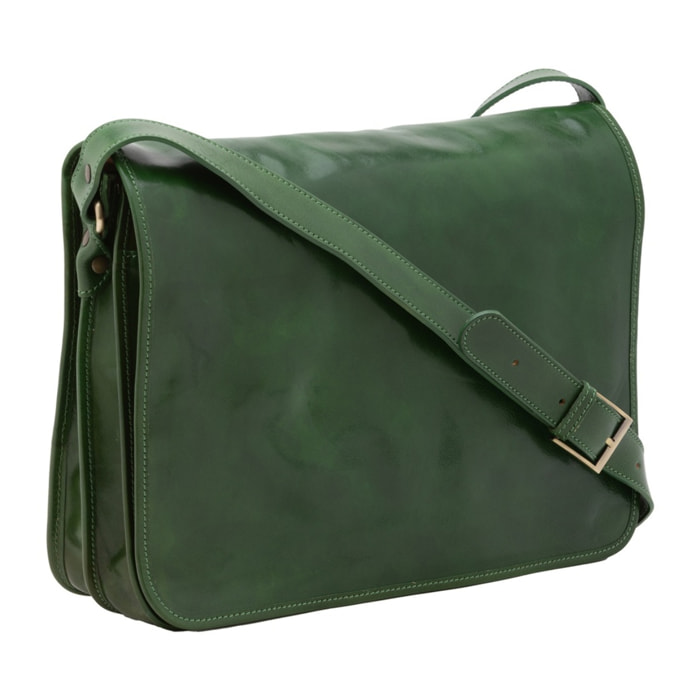 Borsa a tracolla uomo in vera pelle - Modello False - Made in Italy - 30.0 x 38.0 x 12.0 cm
