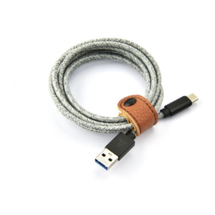 Câble USB C ADEQWAT vers USB 2M tressé Gris